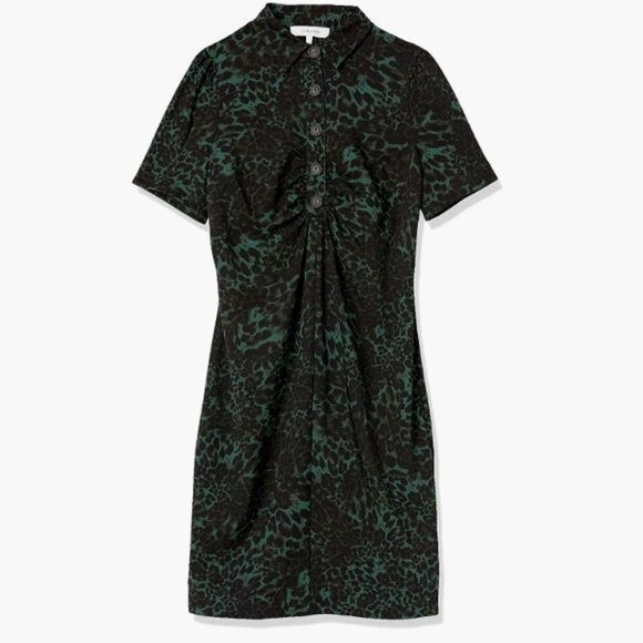 Lark & Ro Florence Short Sleeve Collar Ruched Front Sheath Shirt Dress, Size 2 - Picture 3 of 8